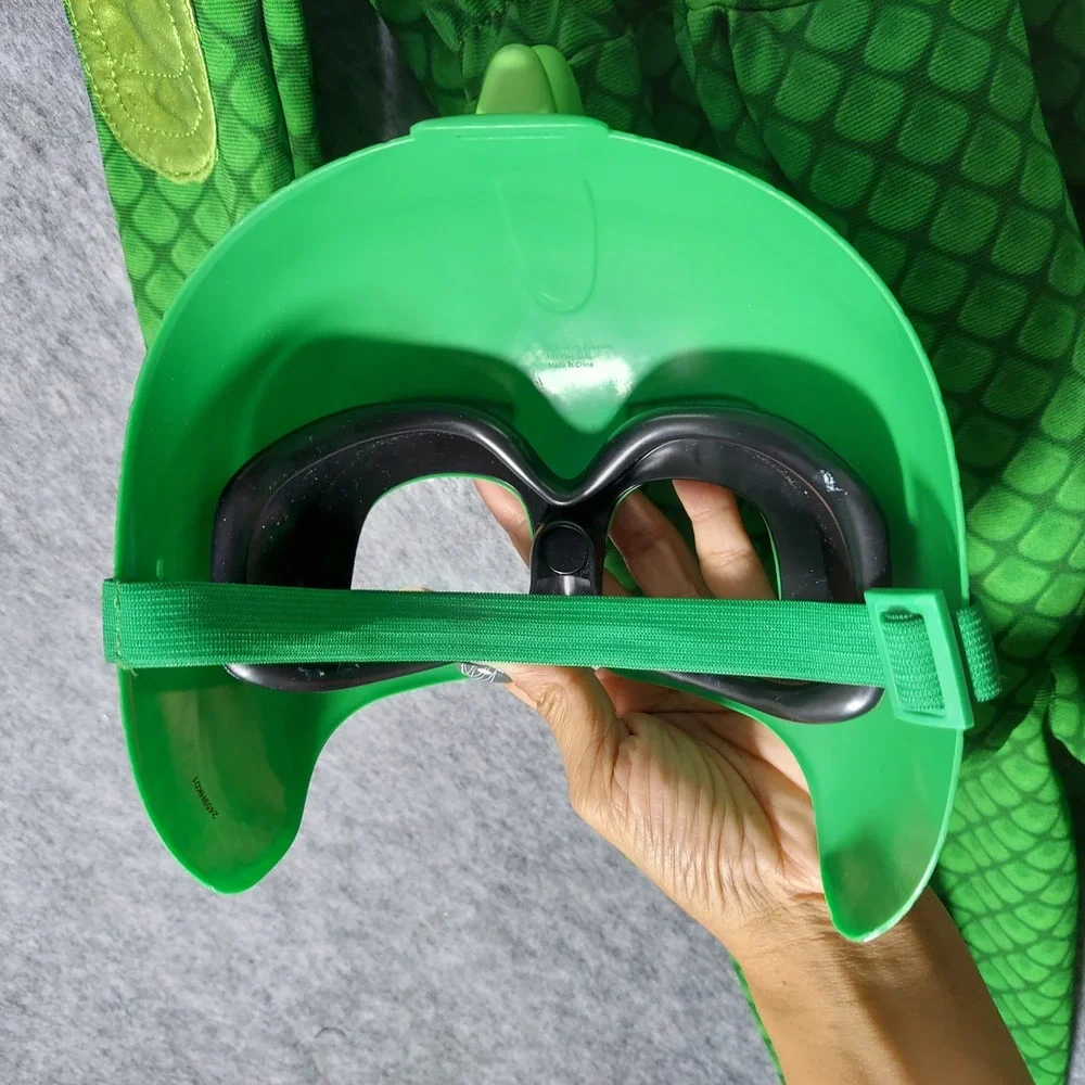 PJ Masks Gekko Costume 5 6‎ Jumpsuit Mask Tail Halloween Dress Up Embroidered
